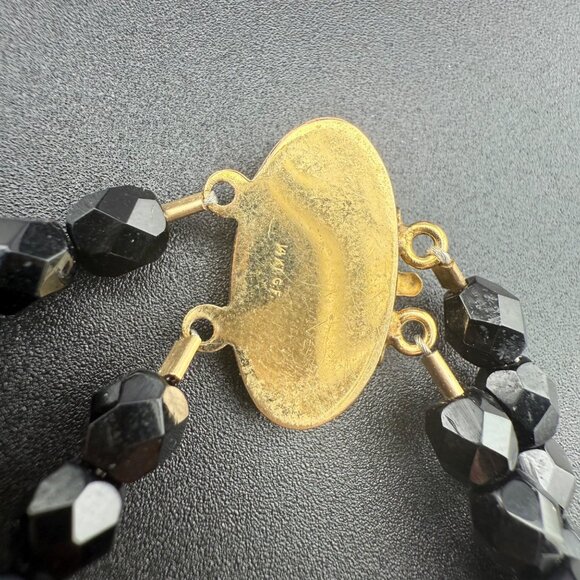 Faceted Black Glass Bead Necklace With 14K Gold Filled Accents Two-Strand Elegan - Picture 8 of 9